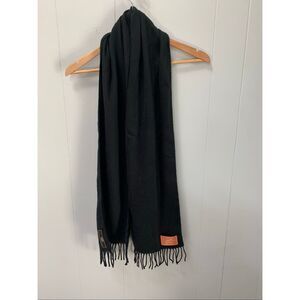 Coach Cashmere Scarf Womens Black Wool Blend Designer Tassel Winter Luxury